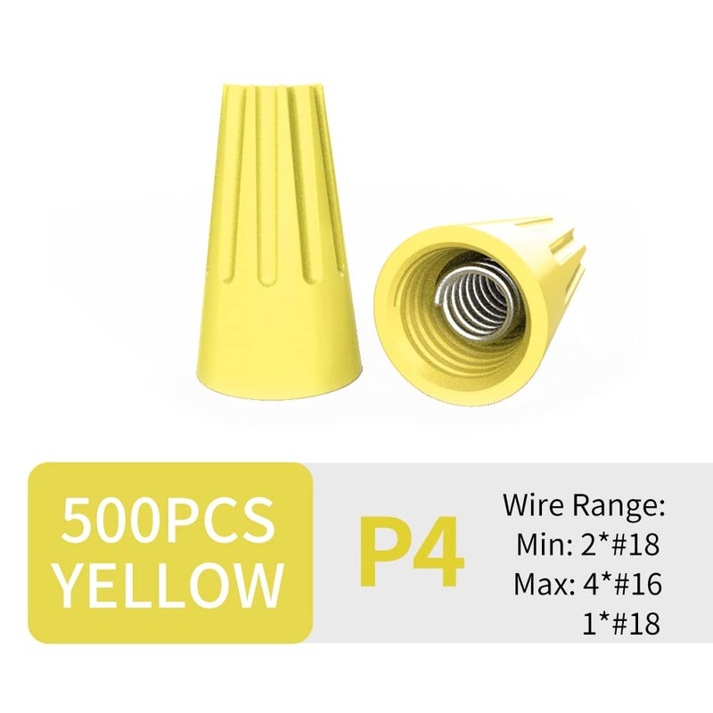 ZIPCCI 500 Pcs Electrical Wire Connector Screw Terminal, Yellow Wire Caps Twist Nuts Connectors - Image 2